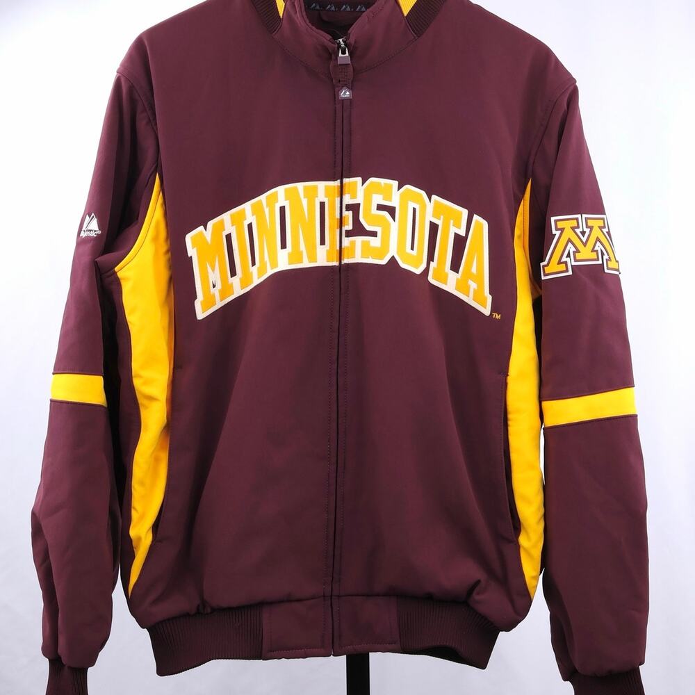 Majestic Minnesota‎ Golden Gophers Jacket Mens Medium Maroon Full Zip Fleece